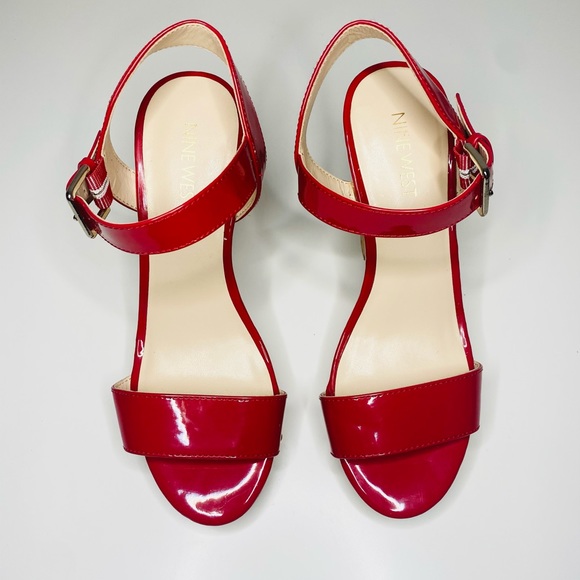 Nine West Red Patent Leather Corke Wedge NWOB - Picture 3 of 7